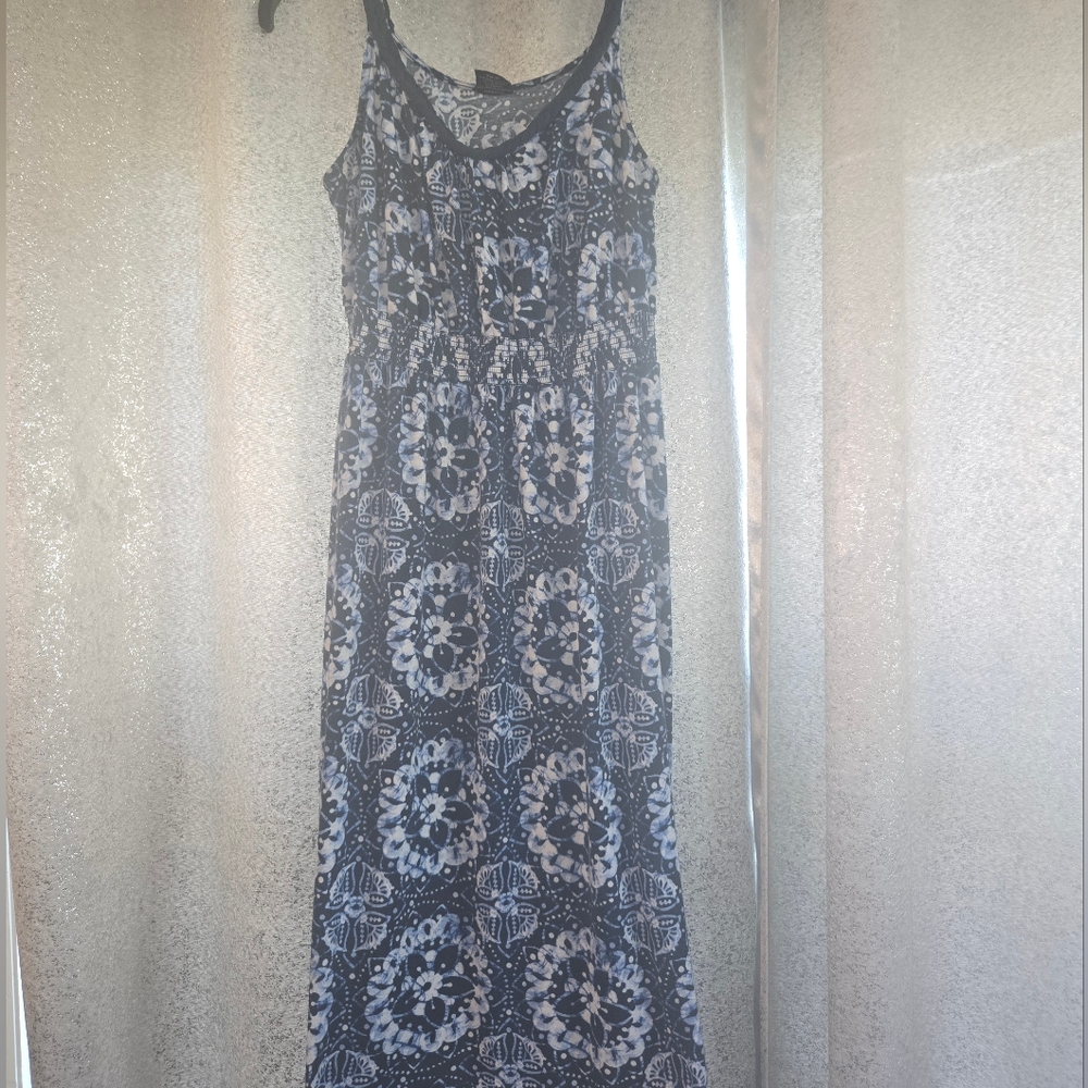 Blue Boho Print Maxi Sundress Size Med